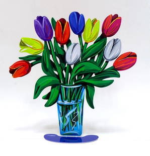 David Gershtein- Free Standing Sculpture "Tulips vase": Artist: David Gershtein. Medium: Free Standing Sculpture. Title: Tulips vase. Size: 15.3" x 15.7". Signature: Signed by the artist. Certificate of Authenticity: Is included. Additional: This piece is