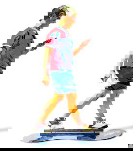 David Gerstein- Free Standing Sculpture "WALKER WITH SNEAKERS": Artist: David Gerstein. Medium: Free Standing Sculpture. Title: WALKER WITH SNEAKERS. Size: 16.3" x 10.2". Signature: Signed. Certificate of Authenticity: Is included. Additional: This piece is free s