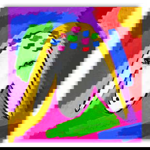 Menashe Kadishman- Original Acrylic on Canvas "Untitled": Artist: Menashe Kadishman. Medium: Original Acrylic on Canvas. Title: Untitled. Size: 12" x 12". Signature: Hand Signed by the artist. Certificate of Authenticity: Is included. Additional: Stretched a