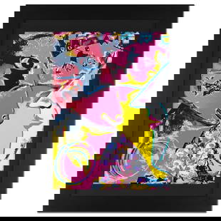 Ringo Daniel Funes (Protege of Andy Warhol's Apprentice, Steve Kaufman), "Chagall and the Village": Chagall and the Village is a one-of-a-kind hand-pulled mixed media silkscreen on canvas by Ringo (Daniel Funes) - protege of Andy Warhol's apprentice, Steve Kaufman.This piece is hand signed by the ar