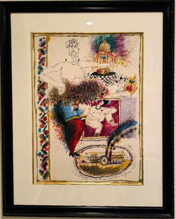 Theo Tobiasse- Lithograph on paper: Artist: Theo Tobiasse. Medium: Lithograph on paper. Measures approx. 30" x 40" (framed). Signature: Signed and numbered. Reference#: 62162.