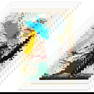 Mr Brainwash- Silkcreen on Paper "M=bw² - Splash, 2024": Artist: Mr Brainwash. Medium: Silkcreen on Paper. Title: M=bw² - Splash, 2024. Size: 30" x 22". Measures approx. 35" x 28" (framed). Signature: Hand signed and numbered. Certificate of Authenticity: