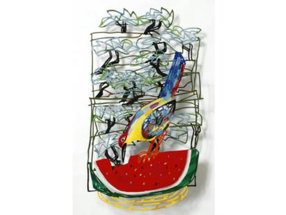 David Gerstein- Mixed Media Cutout Aluminum "Dessert": Artist: David Gerstein. Medium: Mixed Media Cutout Aluminum. Title: Dessert. Size: 16" x 28". Signature: Signed and numbered. Certificate of Authenticity: Is included. Additional: Limited edition of 1