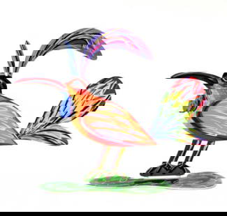 David Gershtein- Free Standing Sculpture "Gay Bird": Artist: David Gershtein. Medium: Free Standing Sculpture. Title: Gay Bird. Size: 7.7" x 8.9". Signature: Signed by the artist. Certificate of Authenticity: Is included. Additional: This piece is free