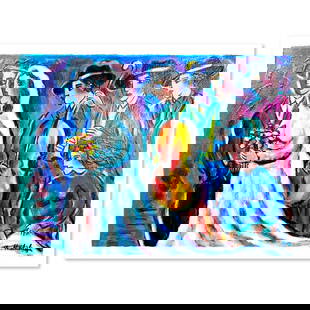 Alex Meilichson, "Wedding Vows" Hand Signed, Numbered Limited Edition Serigraph with Letter of: Wedding Vows is a limited edition serigraph on paper by Alex Meilichson. The piece comes hand signed by the artist, numbered, and with a letter of authenticity. Measures approximately 9" x 12". Refere