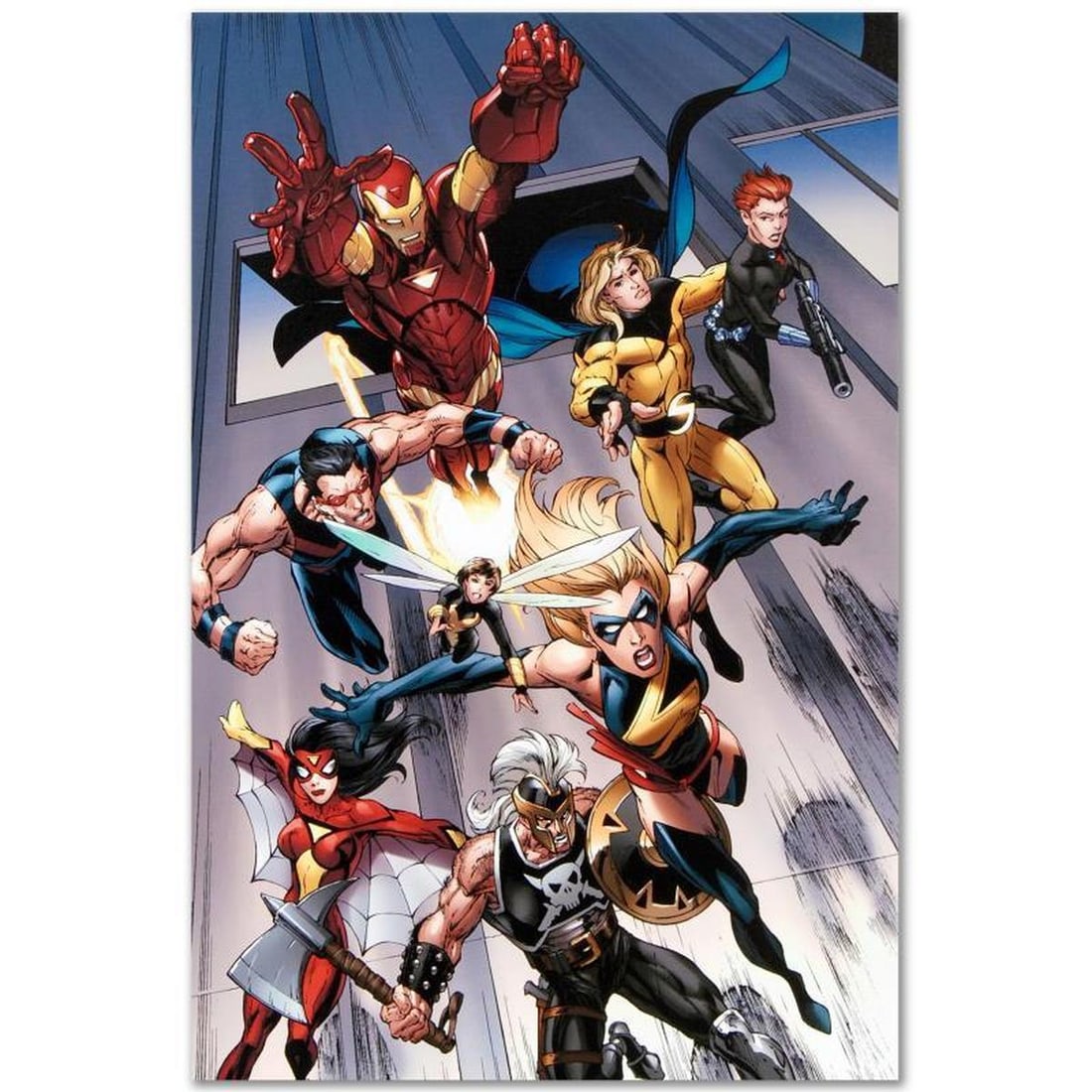 Marvel Comics "The Mighty Avengers #7" Numbered Limited Edition Giclee on Canvas by Mark Bagley with: A piece of comic book history, this limited edition, from original art by Mark Bagley, depicts classic marvel characters such as Ms. Marvel, Wasp, Spider Woman, Black Widow and Iron Man. Mark Bagley g