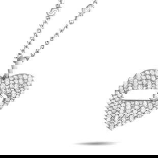 14K WHITE GOLD 2.10CT DIAMOND PAV HEART NECKLACE: This necklace could well be what's missing in your arsenal. It features a 15 long chain with a lobster clasp and a 1 by 0.80 heart-shaped pendant. The pendant glitters with pav-set round diamonds and