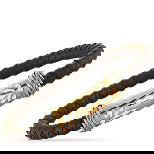 CHARRIOL STAINLESS STEEL ROSE PVD BROWN RUBBER BANGLE BRACELET SIZE SMALL: This Charriol bracelet is made out of rose PVD-plated stainless steel and brown rubber. The bracelet weighs 19.4 grams and measures 6.25 in length.Offered in brand new condition, this item includes th