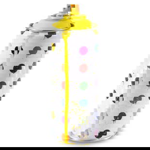 Mr. Brainwash, "Hirst Dots (Yellow)" Limited Edition Hand Painted Spray Can with Plate Signature.: Hirst Dots (Yellow) is a numbered limited edition hand painted spray can by Mr Brainwash. This piece bears the plate signature of the artist and comes from his 2020 Classic Spray Can Collection.