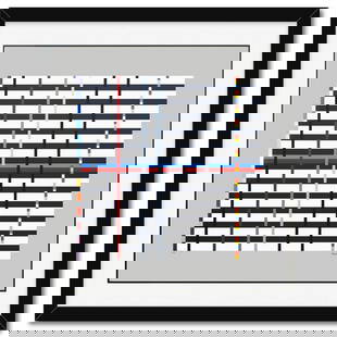 Yaacov Agam- Silkscreeen Serigraph "Homage to Mondrian": Artist: Yaacov Agam. Medium: Silkscreeen Serigraph. Title: Homage to Mondrian. Size: 26" x 27". Measures approx. 34" x 35" (framed). Signature: Hand signed and numbered. Certificate of Authenticity: I