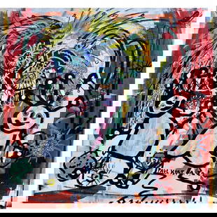 Paul Kostabi, "Exposed" Hand Signed Original Mixed Media Painting with Letter of Authenticity.: Exposed is an original painting, mixed media on paper by Paul Kostabi. The piece comes hand signed by the artist and with a letter of authenticity. Measures approximately 14" x 14". Reference#: 86750.
