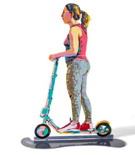 David Gershtein- Free Standing Sculpture "TRAVELER ON SCOOTER": Artist: David Gershtein. Medium: Free Standing Sculpture. Title: TRAVELER ON SCOOTER. Size: 16.3" x 12.4". Signature: Signed. Certificate of Authenticity: Is included. Additional: This piece is free s