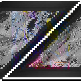 Ringo Daniel Funes (Protege of Andy Warhol's Apprentice, Steve Kaufman), "Picasso Dancers" Framed: Picasso Dancers is a one-of-a-kind hand-pulled mixed media silkscreen on canvas by Ringo (Daniel Funes) - protege of Andy Warhol's apprentice, Steve Kaufman.This piece is hand signed by the artist and
