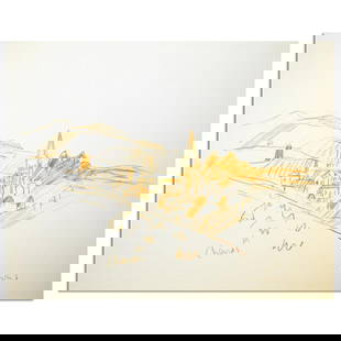 Wayne Ensrud "View Of Chenas In Beaujolais, France" Mixed Media Original Artwork with COA.: View Of Chenas In Beaujolais, France is an original Mixed Media on Paper by Wayne Ensrud. The piece is hand signed by the artist and comes with a Certificate of Authenticity. Measures approximately 12