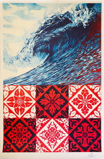 Shepard Fairey- Offset Lithograph "Wave of Distress": Artist: Shepard Fairey. Medium: Offset Lithograph. Title: Wave of Distress. Size: 36" x 24". Signature: Hand Signed by the artist. Additional: Hand signed offset Lithograph. Reference#: 20093.