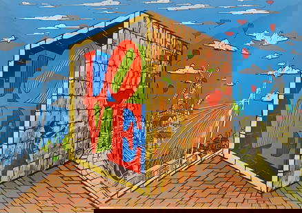 Igal Preslor- Original one of a kind acrylic painting on 3D wood sculpture "Love": Artist: Igal Preslor. Medium: Original one of a kind acrylic painting on 3D wood sculpture. Title: Love. Size: 20" x 28". Signature: Signed. Reference#: 34457.