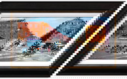 Shalva Phachoshvili- Original Oil on Canvas "Old Days": Artist: Shalva Phachoshvili. Medium: Original Oil on Canvas. Title: Old Days. Size: 9" x 19". Measures approx. 16" x 26" (framed). Signature: Hand Signed by the artist. Certificate of Authenticity: Fr