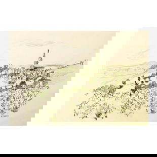 Wayne Ensrud "Fleurie in Beaujolais, France" Pencil Original Artwork; Hand Signed; COA: Fleurie in Beaujolais, France is an original Pencil on Paper by Wayne Ensrud. The piece is hand signed by the artist and comes with a Certificate of Authenticity. Measures approximately 15" x 18". Ref