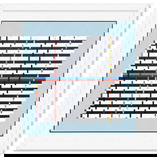 Yaacov Agam- Silkscreeen Serigraph "Homage to Mondrian": Artist: Yaacov Agam. Medium: Silkscreeen Serigraph. Title: Homage to Mondrian. Size: 26" x 27". Measures approx. 34" x 35" (framed). Signature: Hand signed and numbered. Certificate of Authenticity: I