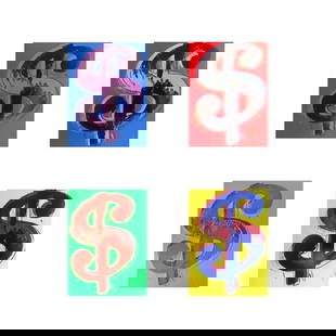 Andy Warhol "$ (Dollar signs)" Limited Edition Suite of 4 Silk Screen Prints from Sunday B Morning.: $ (Dollar signs) is a suite of 4 limited edition silk screen prints on museum board from Sunday B Morning featuring the works of Andy Warhol. The piece is stamped in blue on the back with "Published b
