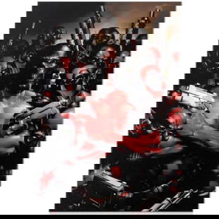 Marvel Comics "Deadpool #2" Numbered Limited Edition Giclee on Canvas by Clayton Crain with COA.: A piece of comic book history, this limited edition, from original art by Clayton Crain, depicts a multitude of Deadpools. Clayton Crain is an American comic book artist, who primarily uses digital pa