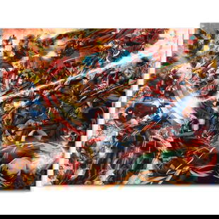 Marvel Comics "New Avengers #50" Numbered Limited Edition Giclee on Canvas by Billy Tan with COA.: A piece of comic book history, this limited edition, from original art by Billy Tan, depicts Wolverine, Spider-Man, Spider Woman, Captain America, Hawkeye, Iron Patriot, Ares, and Ms. Marvel. Billy Ta