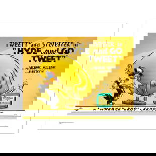 Hyde and Go Tweet- color Numbered Limited Edition Giclee from Warner Bros. with Certificate of: Hyde and Go Tweet- color is a limited edition giclee on paper from Warner Bros. featuring iconic Looney Tunes characters. The art was taken from an original Lobby Card used to promote "Hyde and Go Twe