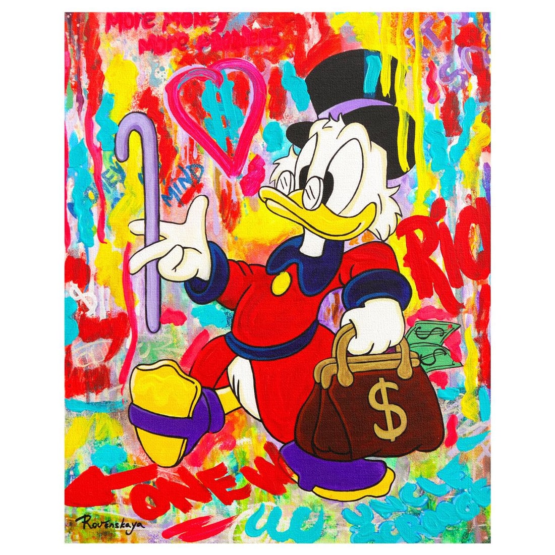 Nastya Rovenskaya- Original Mixed Media on Canvas "Uncle Scrooge" (1 of 2)