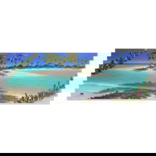 Dan Mackin, "Morning Glory Bay" Limited Edition Lithograph, Numbered and Hand Signed with Letter of: Morning Glory Bay is a limited edition lithograph on paper by Dan Mackin, numbered and hand signed by the artist. Includes Letter of Authenticity. Measures approx. 13.5" x 39" (image). Reference#: 779