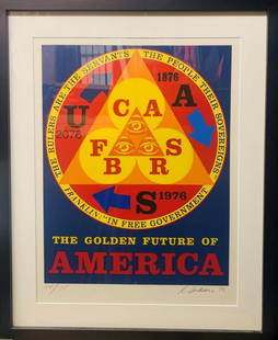 Robert Indiana- Serigraph on paper: Artist: Robert Indiana. Medium: Serigraph on paper. Measures approx. 24" x 36" (framed). Signature: Signed and numbered. Reference#: 54235.