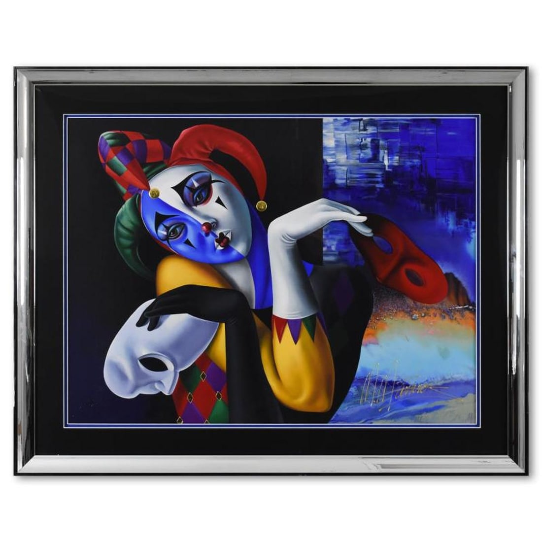 Martiros Manoukian, "Contemplation" Framed Limited Edition Mixed Media Silkscreen, PP Numbered 8/15: Contemplation is a limited edition mixed media silkscreen on paper by Martiros Manoukian, PP numbered 8/15 and hand signed by the artist. This piece comes custom framed with a mirror-like finish. Incl