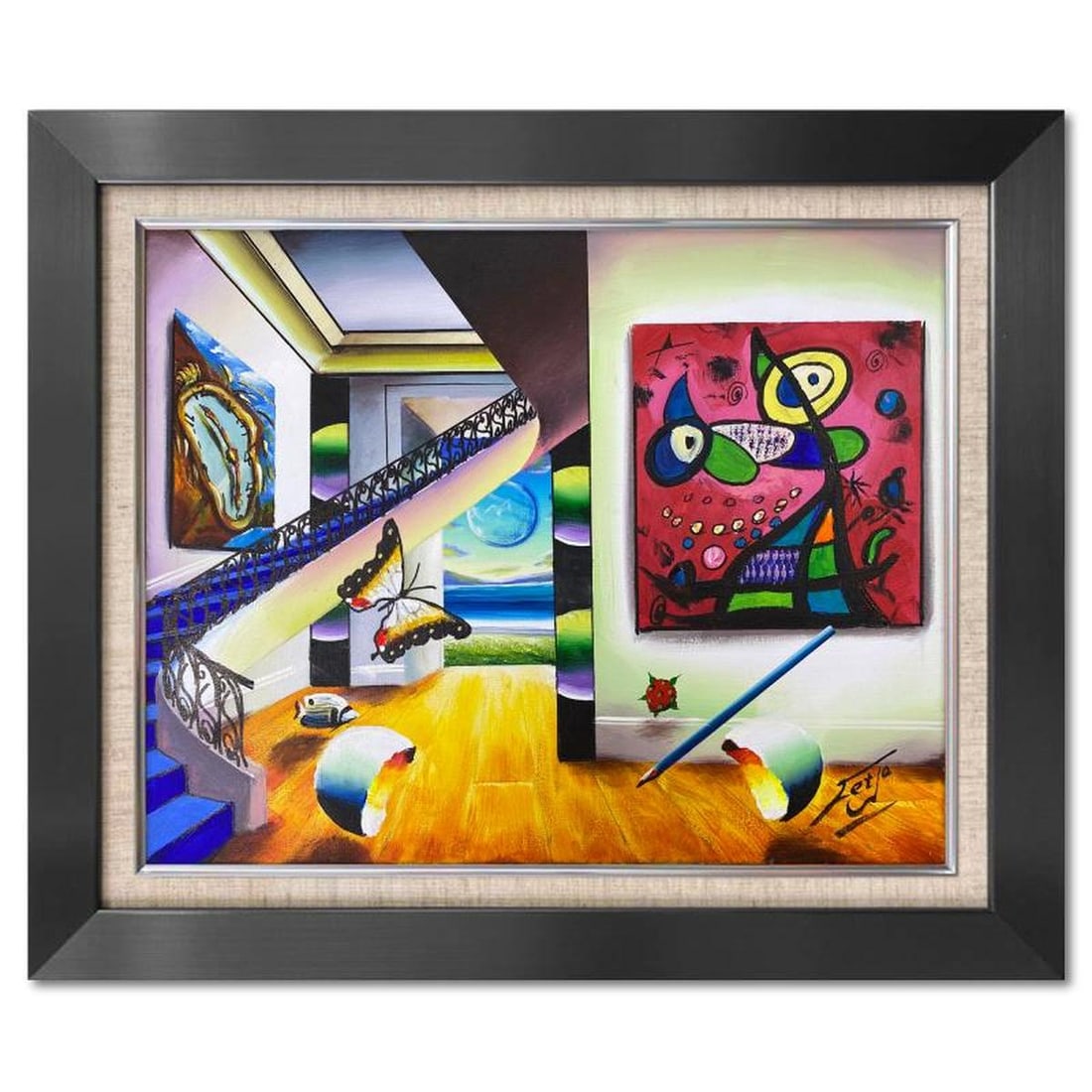 Ferjo, Framed Original Oil Painting on Canvas, Hand Signed with Letter of Authenticity: This is an original oil painting on canvas by Ferjo, hand signed by the artist. This piece comes custom framed. Includes Letter of Authenticity. Measures approx. 20.5" x 24.5" (frame), 15.5" x 19.5" (