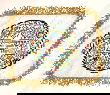 Raphael Abecassis - Embroidary  "Shabbat Shalom ": Artist: Raphael Abecassis . Medium: Embroidary . Title: Shabbat Shalom . Size: 14" x 20". Reference#: 28343.