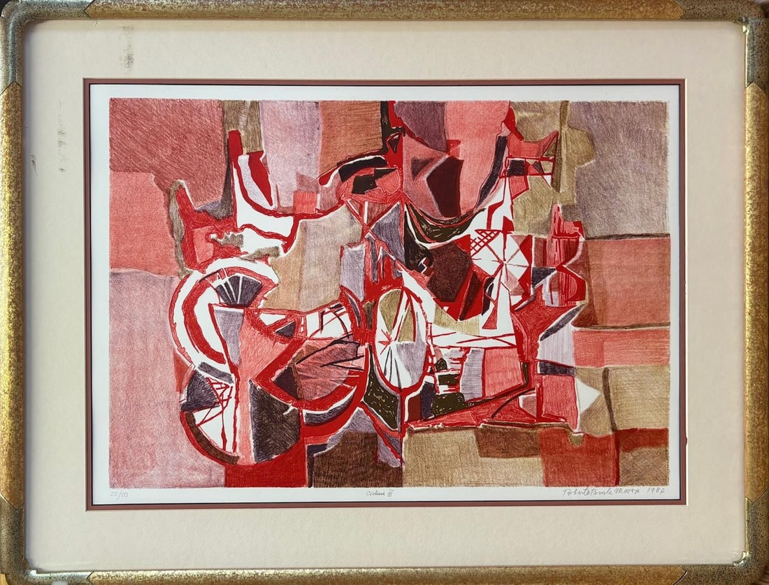 Roberto Burle Marx- Lithograph on paper: Artist: Roberto Burle Marx. Medium: Lithograph on paper. Measures approx. 24" x 36" (framed). Signature: Hand signed and numbered. Reference#: 87186.