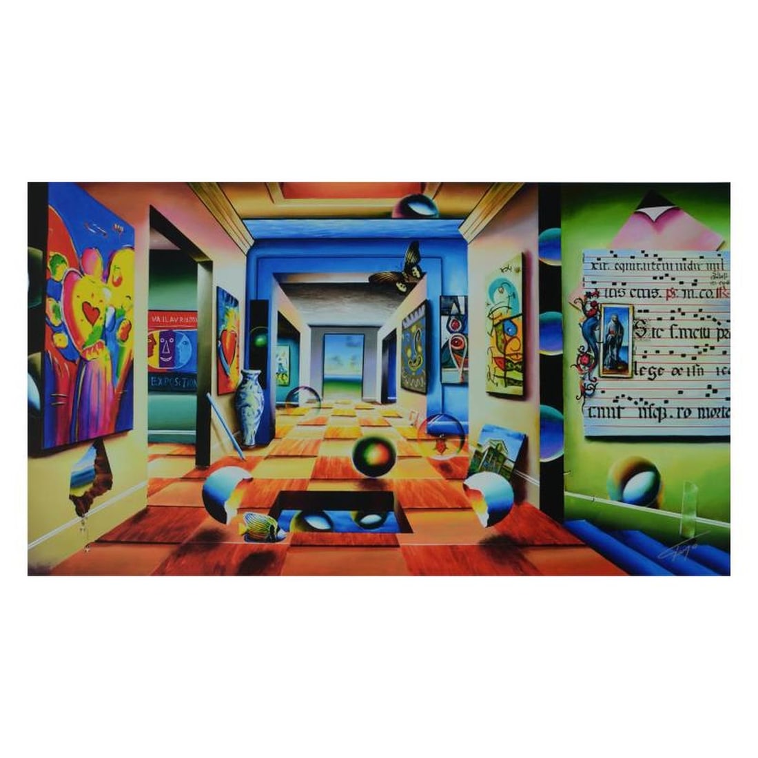 Ferjo, "A Room of Genius" Limited Edition on Canvas, Numbered and Signed with Letter of: A Room of Genius is a limited edition giclee on canvas, bearing Ferjo's authorized signature. Includes Letter of Authenticity. Measures approx. 25" x 14" (image). This item requires special handling a