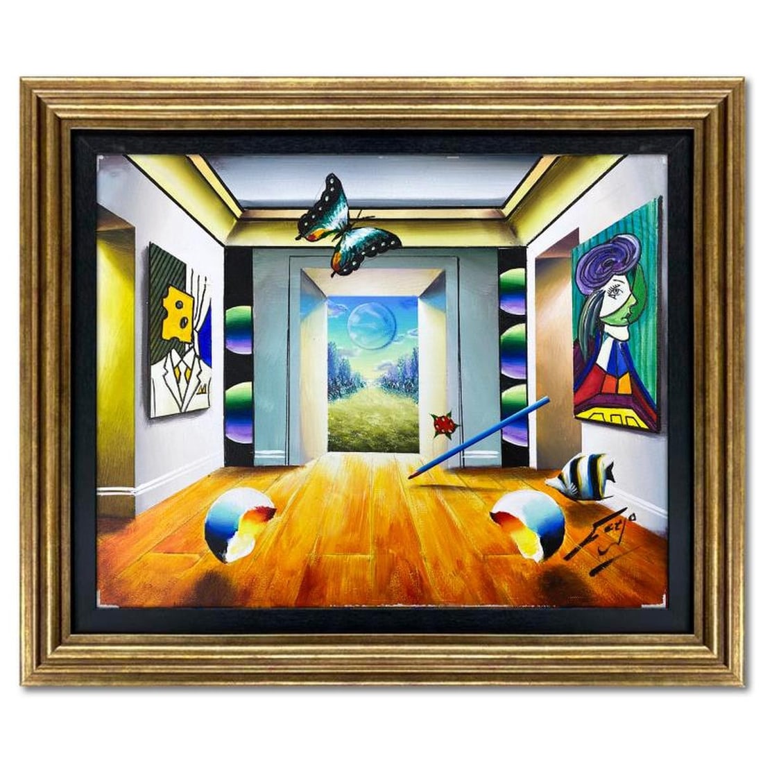 Ferjo, Framed Original Oil Painting on Canvas, Hand Signed with Letter of Authenticity: This is an original oil painting on canvas by Ferjo, hand signed by the artist. This piece comes custom framed. Includes Letter of Authenticity. Measures approx. 20.5" x 24.5" (frame), 15.5" x 19.5" (