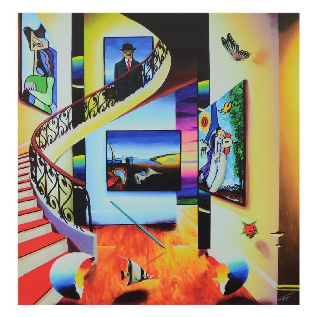 Ferjo, "My Favorite Artists" Limited Edition on Canvas, Numbered and Signed with Letter of: My Favorite Artists is a limited edition giclee on canvas, bearing Ferjo's authorized signature. Includes Letter of Authenticity. Measures approx. 33" x 36" (image). This item requires special handlin