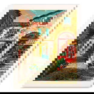 Anatoly Metlan, "At the Alley" Hand Signed Limited Edition Serigraph on Paper with Letter of: At the Alley is a limited edition serigraph on paper by Anatoly Metlan. It is numbered and hand signed and includes a letter of authenticity. Measures approximately 15" x 12" (image). Reference#: 7846