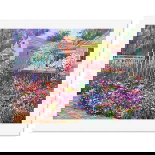 Henri Plisson (1933-2006), "The Country Yard" Limited Edition Serigraph, Numbered and Hand Signed: The Country Yard is a limited edition serigraph on paper by Henri Plisson (1933-2006), numbered and hand signed by the artist. Includes Letter of Authenticity. Measures approx. 30.5" x 38.5" (border),