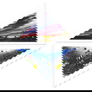 Robert Lyn Nelson, "Diamonds of the Sea" Limited Edition Mixed Media, Numbered and Hand Signed with: Diamonds of the Sea is a limited edition mixed media diptych on paper by Robert Lyn Nelson, numbered and hand signed by the artist. Includes Letter of Authenticity. Measures approx. 28.5" x 29.5" (wit