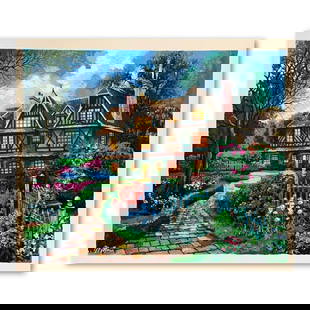 Anatoly Metlan, "Country Cottage" Hand Signed Limited Edition Serigraph on Paper with Letter of: Country Cottage is a limited edition serigraph on paper by Anatoly Metlan. It is numbered and hand signed and includes a letter of authenticity. Measures approximately 18" x 24" (image). Reference#: 7