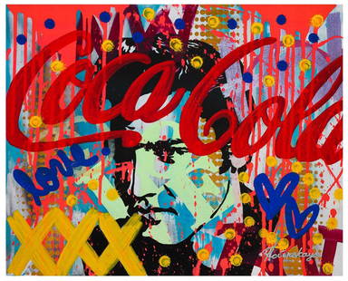 Nastya Rovenskaya- Mixed Media "Elvis": Artist: Nastya Rovenskaya. Medium: Mixed Media. Title: Elvis. Size: 24" x 30". Signature: Hand Signed by the artist. Certificate of Authenticity: From the publisher. Reference#: 20400.