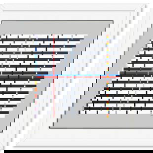 Yaacov Agam- Silkscreeen Serigraph "Homage to Mondrian": Artist: Yaacov Agam. Medium: Silkscreeen Serigraph. Title: Homage to Mondrian. Size: 26" x 27". Measures approx. 34" x 35" (framed). Signature: Hand signed and numbered. Certificate of Authenticity: I