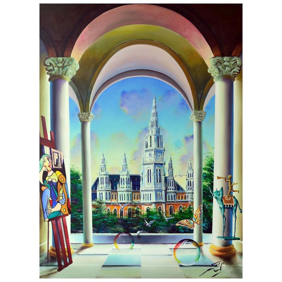 Ferjo, "Historic Vienna" Original Painting on Canvas, Hand Signed with Letter of Authenticity.: Historic Vienna is an original painting, oil on stretched canvas, by Ferjo. Hand signed by the artist, this piece comes with a letter of authenticity. Measures approx. 40" x 30" (image). Reference#: 8