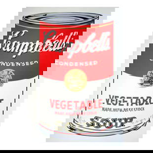 Andy Warhol "Soup can 11.48 (Vegetable w/ Beef Stock)" Silk Screen Print from Sunday B Morning.: Soup can 11.48 (Vegetable w/ Beef Stock) is a silk screen print on paper (open edition) from Sunday B Morning featuring the works of Andy Warhol. The piece is stamped in blue on the back with "Publish