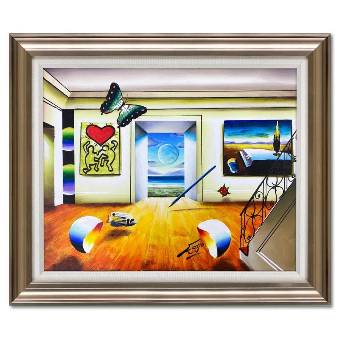 Ferjo, Framed Original Oil Painting on Canvas, Hand Signed with Letter of Authenticity: This is an original oil painting on canvas by Ferjo, hand signed by the artist. This piece comes custom framed. Includes Letter of Authenticity. Measures approx. 20.5" x 24.5" (frame), 15.5" x 19.5" (