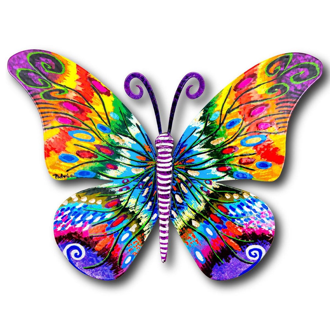 Patricia Govezensky- Original Painting on Cutout Steel "Butterfly": Artist: Patricia Govezensky. Medium: Original Painting on Cutout Steel. Title: Butterfly. Size: 8.5" x 12". Signature: Hand Signed by the artist. Certificate of Authenticity: From the publisher. Refer