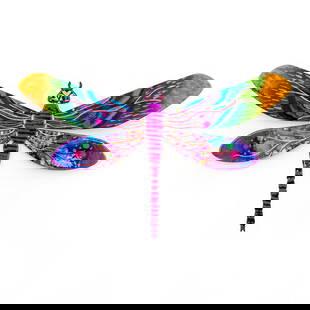 Patricia Govezensky- Original Painting on Cutout Steel "Dragonfly": Artist: Patricia Govezensky. Medium: Original Painting on Cutout Steel. Title: Dragonfly. Size: 7.5" x 12". Signature: Hand Signed by the artist. Certificate of Authenticity: From the publisher. Refer