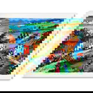 Shlomo Alter (1936-2021), "The Village" Hand Signed Limited Edition Serigraph on Paper with Letter: The Village is a limited edition serigraph on paper by Shlomo Alter (1936-2021). It is numbered and hand signed and includes a letter of authenticity. Measures approximately 8.5" x 11" (image). Refere