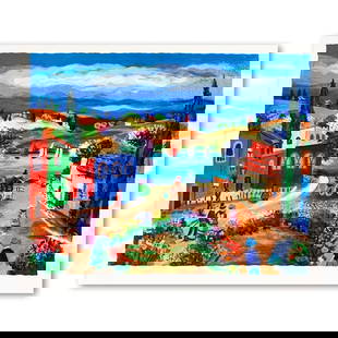 Shlomo Alter (1936-2021), "Spring Village" Hand Signed Limited Edition Serigraph on Paper with: Spring Village is a limited edition serigraph on paper by Shlomo Alter (1936-2021). It is numbered and hand signed and includes a letter of authenticity. Measures approximately 14" x 11" (image). Refe